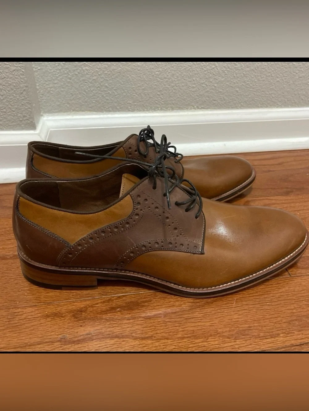 Johnston & Murphy Shoes Mens Size 12 M Brown Leather Derby Dress Brogue Oxford